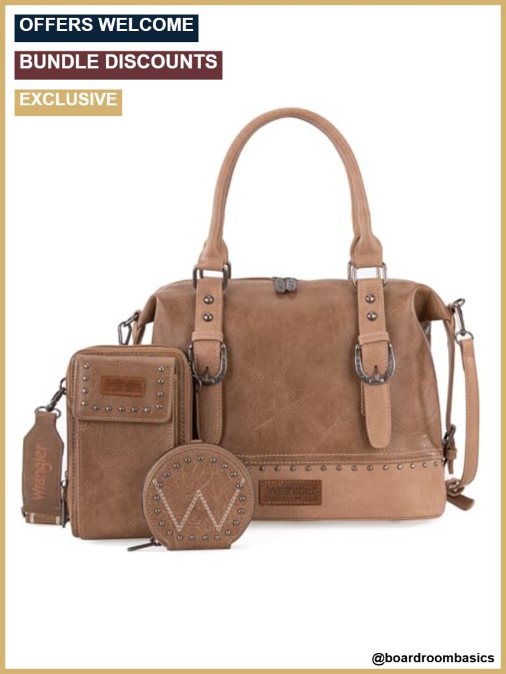 3pcs Doctor Bag Set with Cell Phone Handbag and Coin Purse Vegan Leather